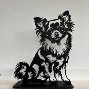 Statuette chien chihuahua poil long